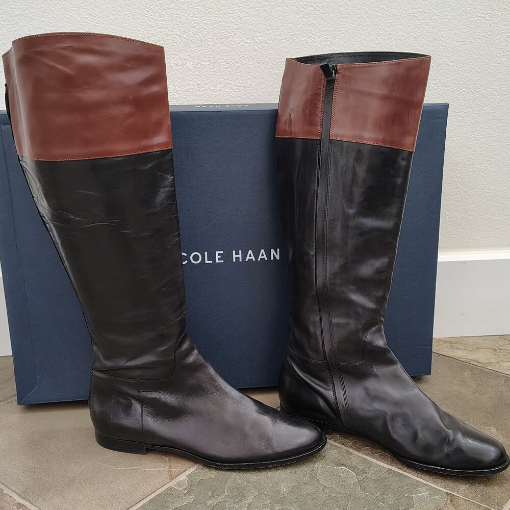 Cole Haan Leather Tall High Boots Riding Equestrian